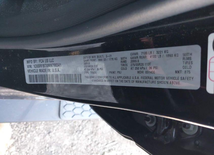 Photo 9 of 2021 Ram 1500 BIG HORN 4X4 6'4" BOX (VIN 1C6SRFBTXMN796541)