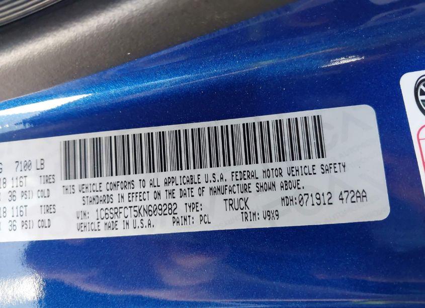 Photo 9 of 2019 Ram 1500 TRADESMAN 4X4 6'4 BOX (VIN 1C6SRFCT5KN609282)