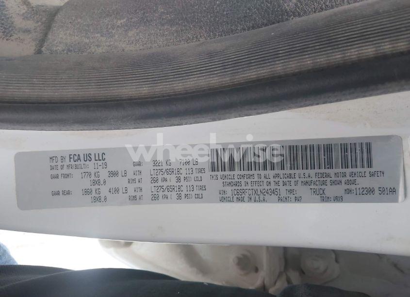 Photo 9 of 2020 Ram 1500 TRADESMAN 4X4 6'4 BOX (VIN 1C6SRFCTXLN243451)