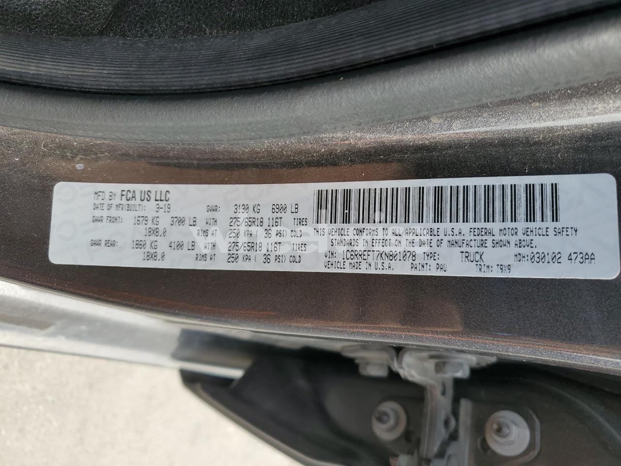 Photo 12 of 2019 RAM 1500 BIG HORN/LONE STAR (VIN 1C6SRFDT0LN198972)