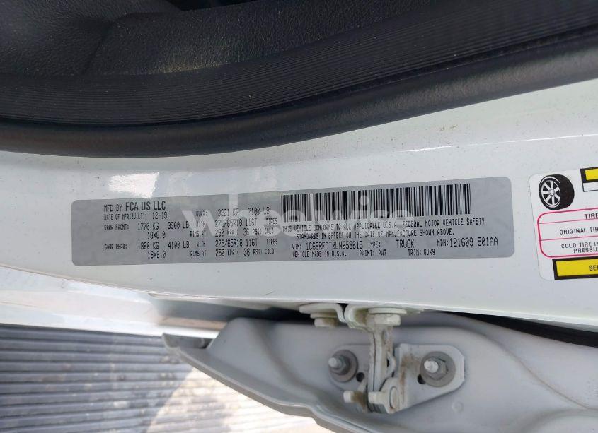 Photo 9 of 2020 Ram 1500 LARAMIE 4X4 6'4 BOX (VIN 1C6SRFDT0LN253615)