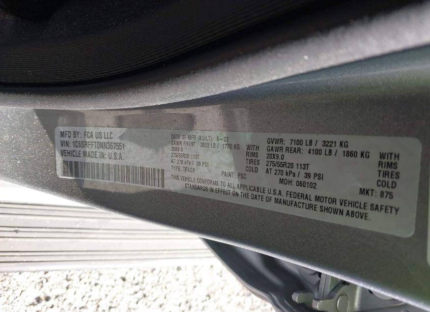 Photo 9 of 2022 Ram 1500 BIG HORN 4X4 5'7 BOX (VIN 1C6SRFFT0NN367551)