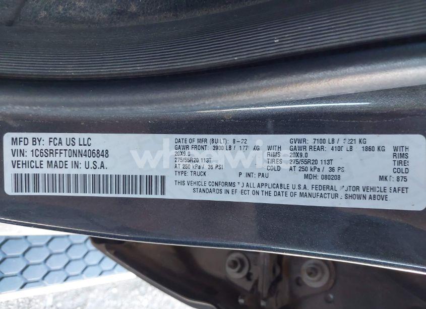 Photo 9 of 2022 Ram 1500 BIG HORN 4X4 5'7 BOX (VIN 1C6SRFFT0NN406848)