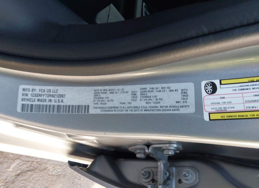 Photo 9 of 2024 Ram 1500 BIG HORN 4X4 5'7 BOX (VIN 1C6SRFFT0RN212097)