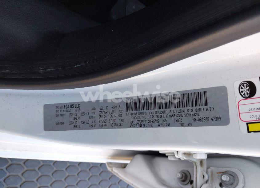 Photo 9 of 2019 Ram 1500 BIG HORN/LONE STAR 4X4 5'7 BOX (VIN 1C6SRFFT1KN585106)