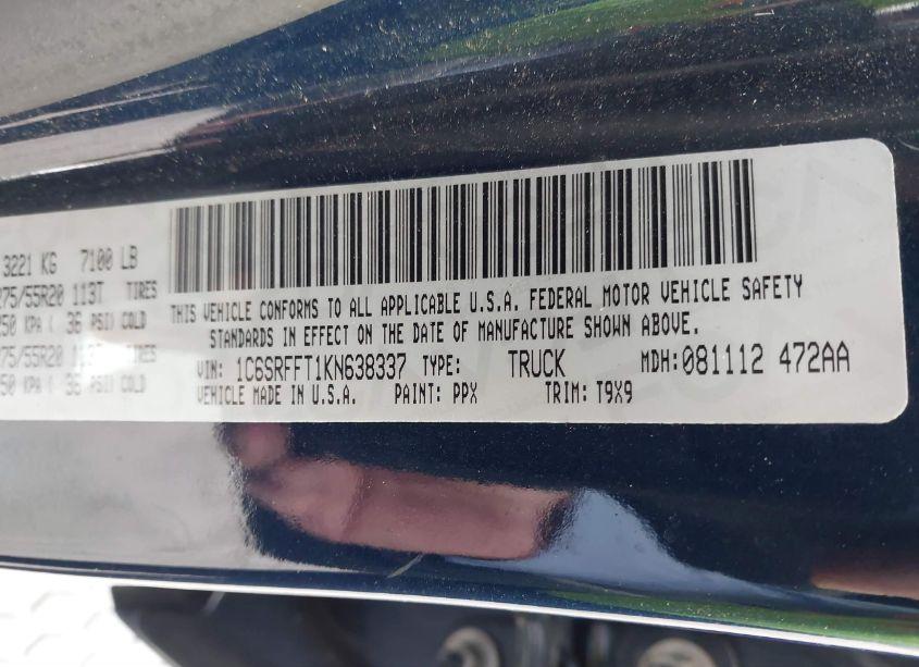 Photo 9 of 2019 Ram 1500 BIG HORN/LONE STAR 4X4 5'7 BOX (VIN 1C6SRFFT1KN638337)