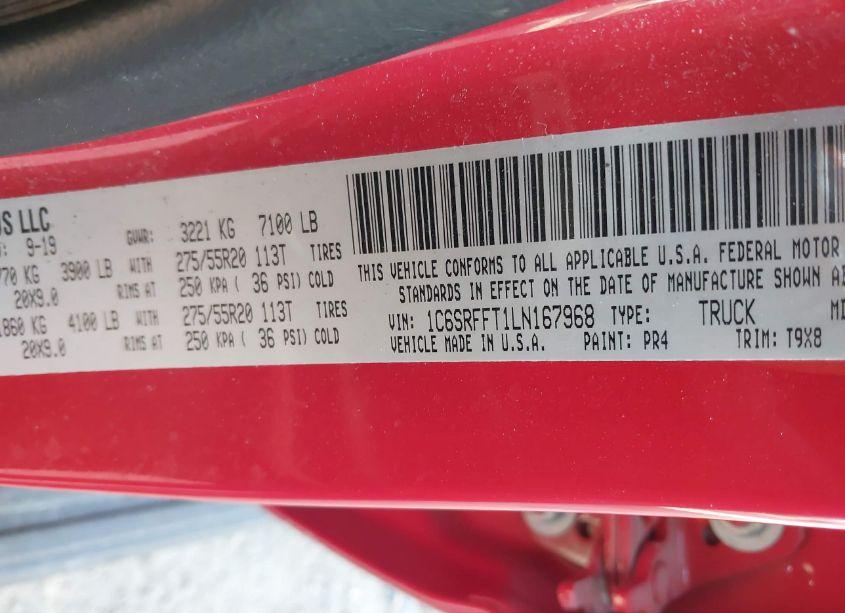 Photo 9 of 2020 Ram 1500 BIG HORN 4X4 5'7 BOX (VIN 1C6SRFFT1LN167968)