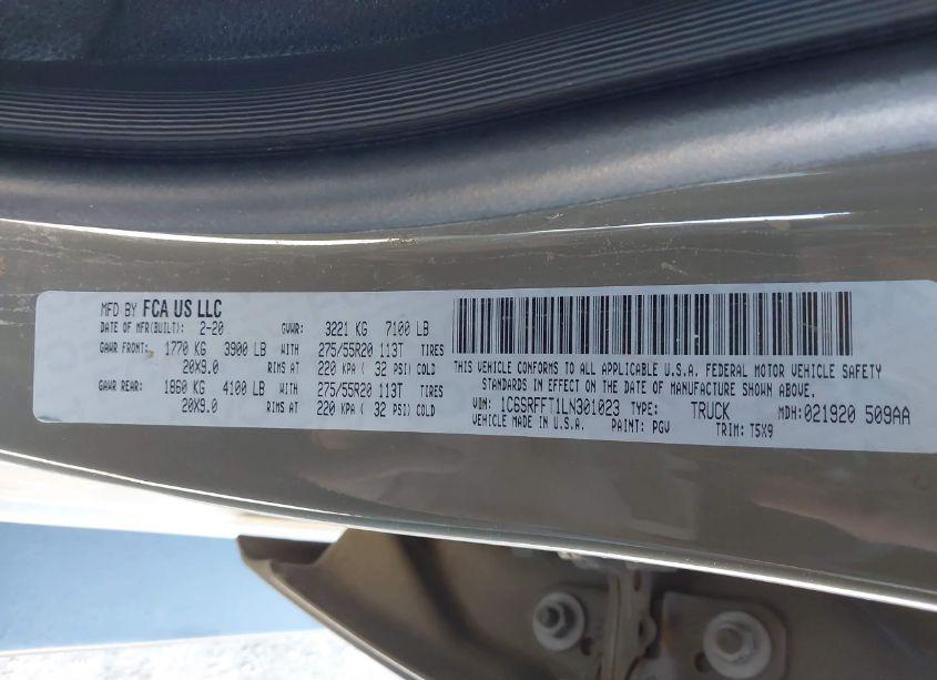 Photo 9 of 2020 Ram 1500 LONE STAR 4X4 5'7 BOX (VIN 1C6SRFFT1LN301023)