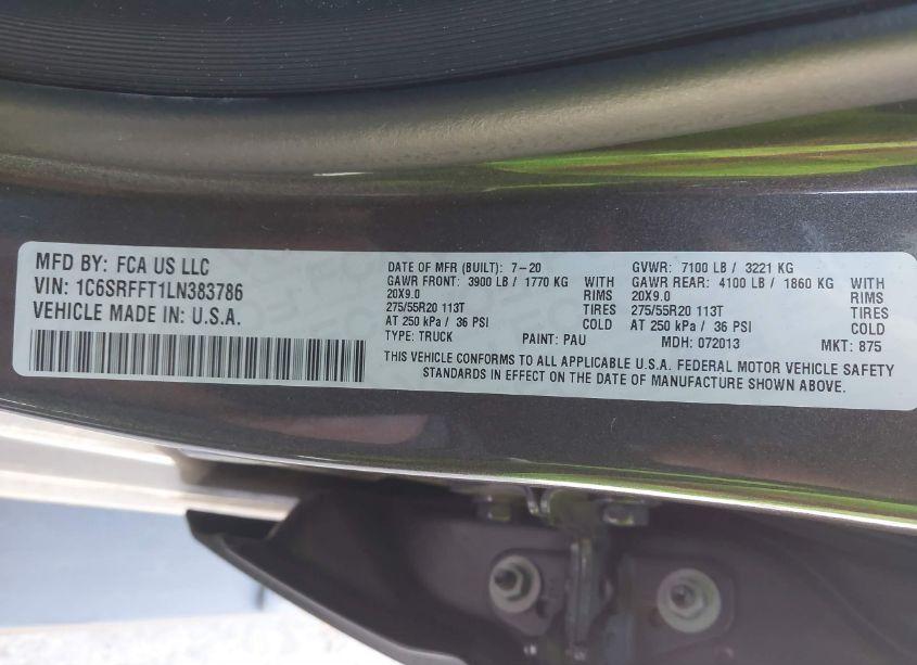 Photo 9 of 2020 Ram 1500 BIG HORN 4X4 5'7 BOX (VIN 1C6SRFFT1LN383786)