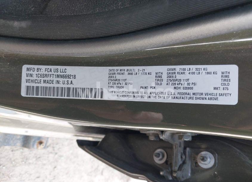 Photo 9 of 2021 Ram 1500 BIG HORN 4X4 5'7 BOX (VIN 1C6SRFFT1MN669218)