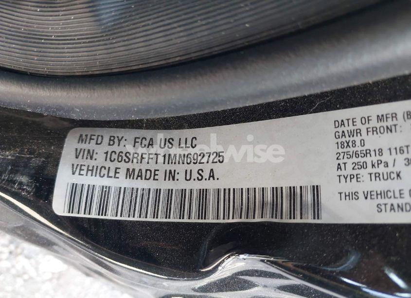 Photo 9 of 2021 Ram 1500 BIG HORN 4X4 5'7 BOX (VIN 1C6SRFFT1MN692725)