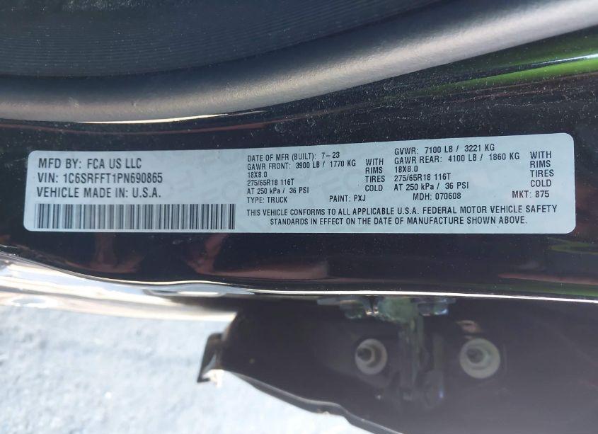 Photo 9 of 2023 Ram 1500 BIG HORN 4X4 5'7 BOX (VIN 1C6SRFFT1PN690865)