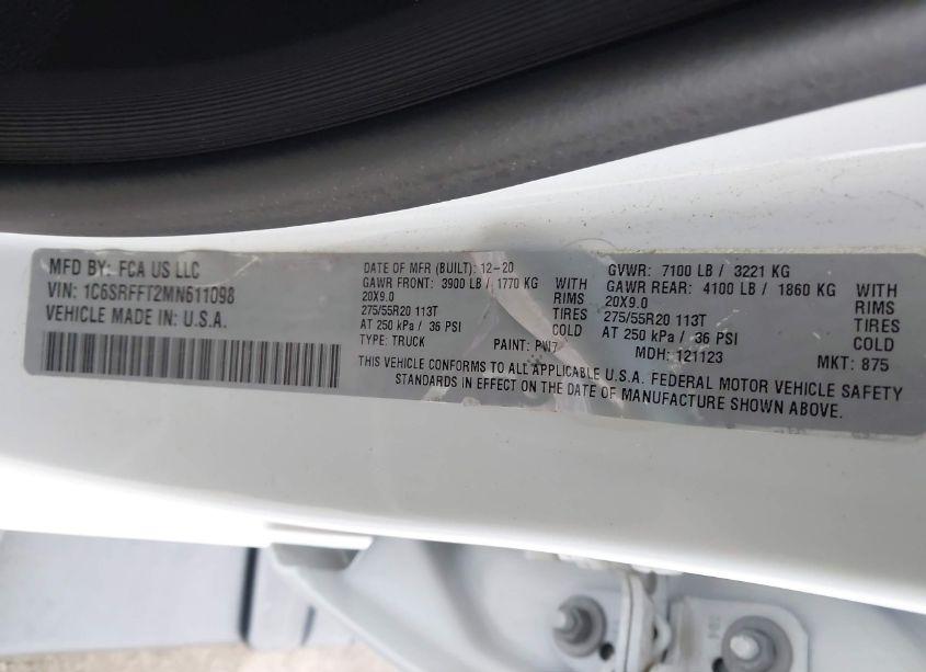 Photo 9 of 2021 Ram 1500 BIG HORN 4X4 5'7 BOX (VIN 1C6SRFFT2MN611098)