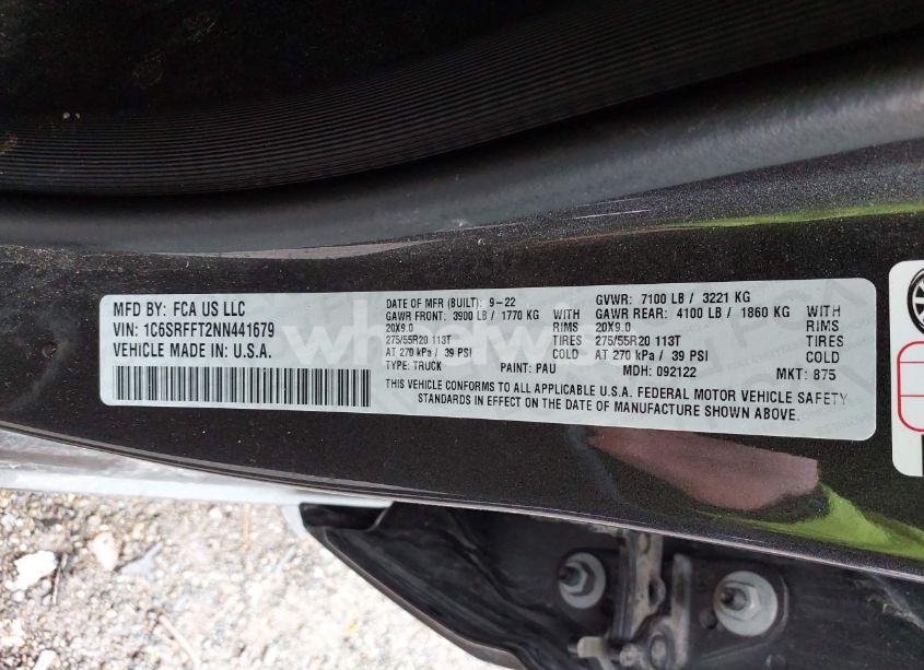 Photo 9 of 2022 Ram 1500 (VIN 1C6SRFFT2NN441679)