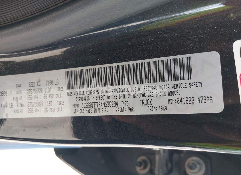 Photo 9 of 2019 Ram 1500 BIG HORN/LONE STAR 4X4 5'7 BOX (VIN 1C6SRFFT3KN536294)