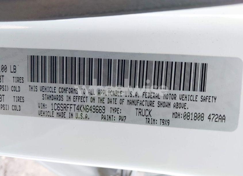 Photo 9 of 2019 Ram 1500 BIG HORN/LONE STAR 4X4 5'7 BOX (VIN 1C6SRFFT4KN649669)
