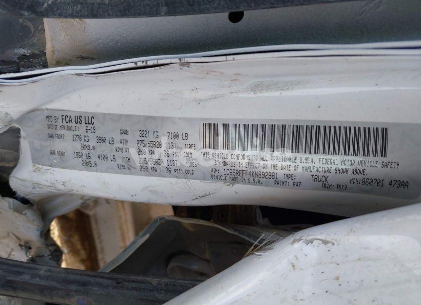 Photo 9 of 2019 Ram 1500 BIG HORN/LONE STAR 4X4 5'7 BOX (VIN 1C6SRFFT4KN892981)