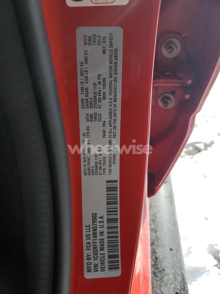 Photo 13 of 2021 RAM 1500 BIG HORN/LONE STAR (VIN 1C6SRFFT4MN579903)