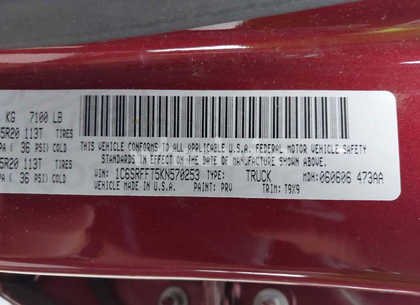 Photo 9 of 2019 Ram 1500 BIG HORN/LONE STAR 4X4 5'7 BOX (VIN 1C6SRFFT5KN570253)