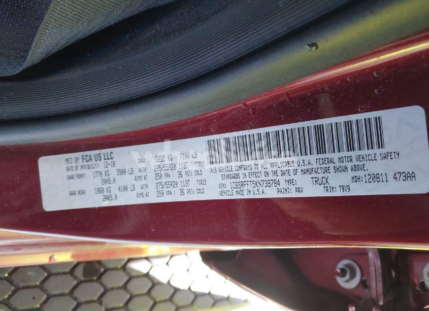 Photo 9 of 2019 Ram 1500 BIG HORN/LONE STAR 4X4 5'7 BOX (VIN 1C6SRFFT5KN739784)