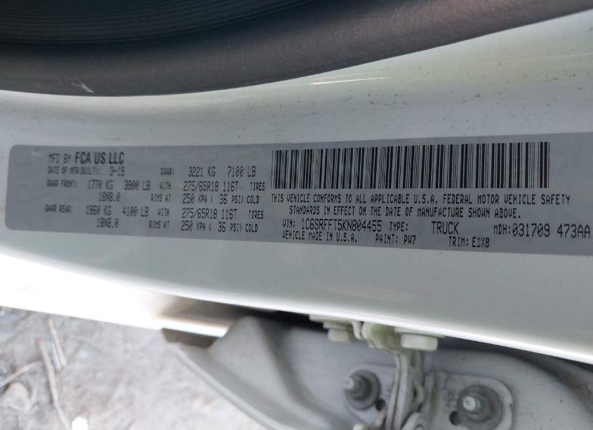 Photo 9 of 2019 Ram 1500 BIG HORN/LONE STAR 4X4 5'7 BOX (VIN 1C6SRFFT5KN804455)