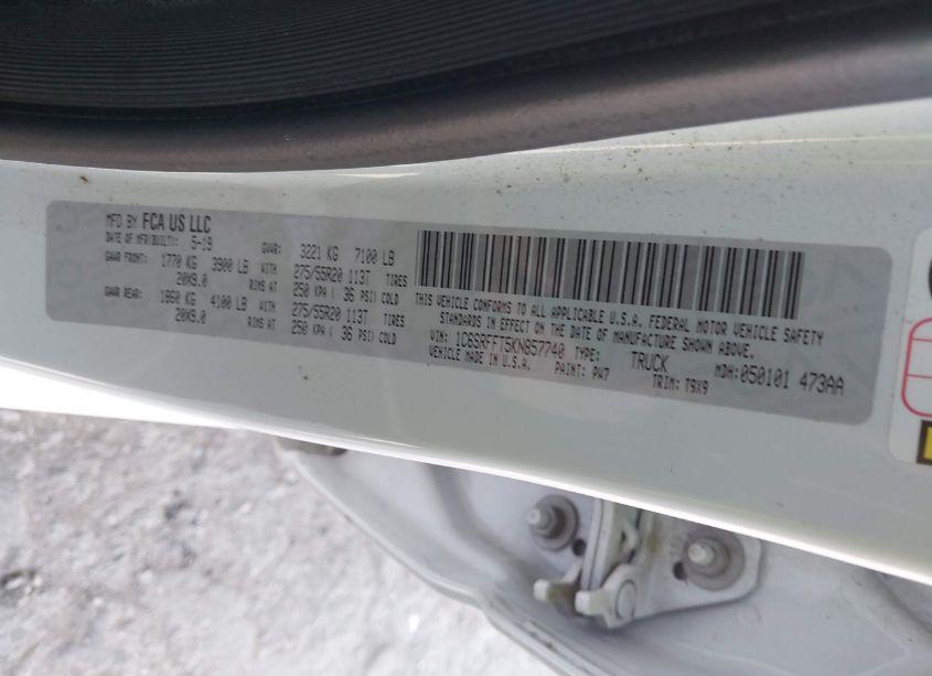 Photo 9 of 2019 Ram 1500 BIG HORN/LONE STAR 4X4 5'7 BOX (VIN 1C6SRFFT5KN857740)