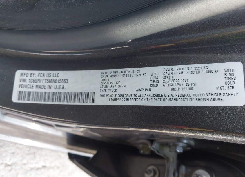 Photo 9 of 2021 Ram 1500 BIG HORN 4X4 5'7 BOX (VIN 1C6SRFFT5MN615663)