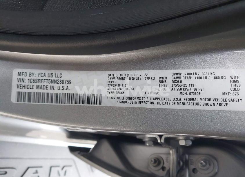 Photo 9 of 2022 Ram 1500 BIG HORN 4X4 5'7 BOX (VIN 1C6SRFFT5NN280759)