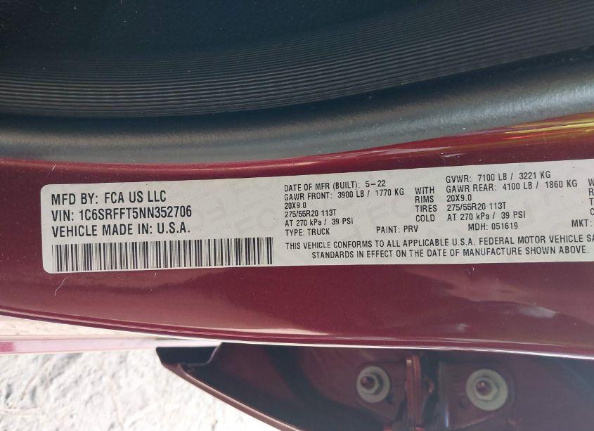 Photo 9 of 2022 Ram 1500 BIG HORN 4X4 5'7 BOX (VIN 1C6SRFFT5NN352706)
