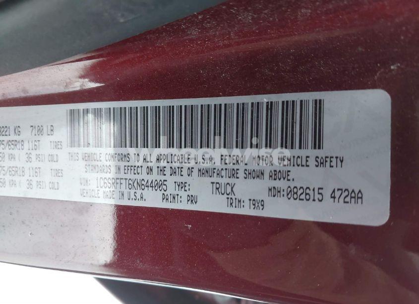 Photo 9 of 2019 Ram 1500 BIG HORN/LONE STAR 4X4 5'7 BOX (VIN 1C6SRFFT6KN644005)