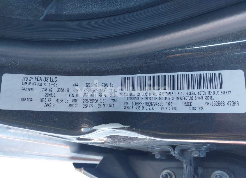 Photo 9 of 2019 Ram 1500 BIG HORN/LONE STAR 4X4 5'7 BOX (VIN 1C6SRFFT6KN704526)