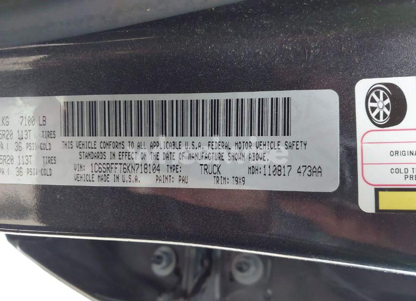 Photo 9 of 2019 Ram 1500 BIG HORN/LONE STAR 4X4 5'7 BOX (VIN 1C6SRFFT6KN718104)