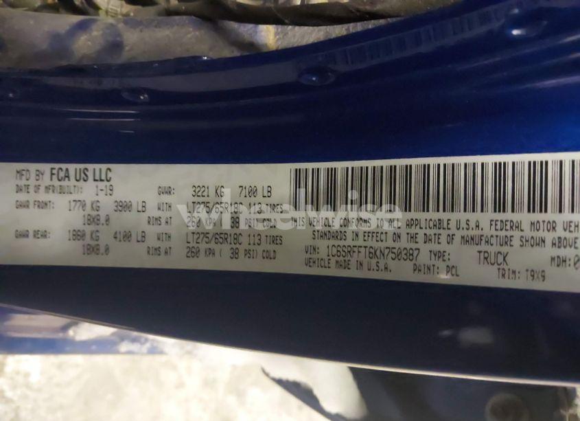 Photo 9 of 2019 Ram 1500 BIG HORN/LONE STAR 4X4 5'7 BOX (VIN 1C6SRFFT6KN750387)
