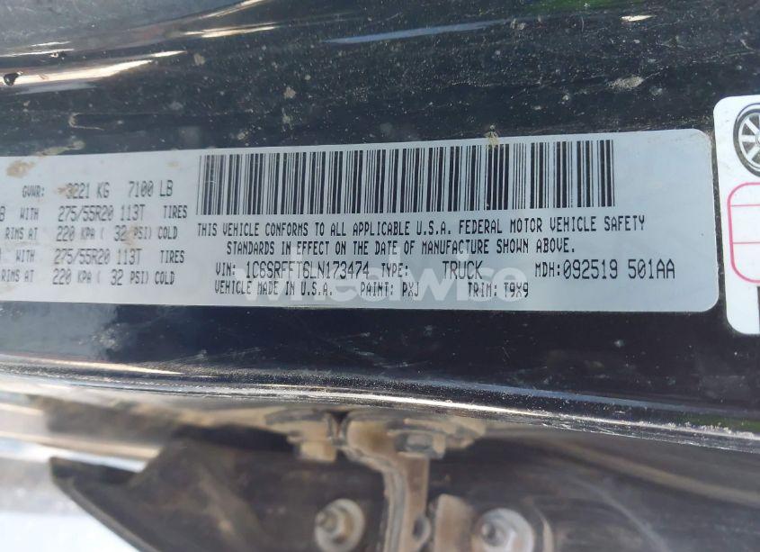 Photo 9 of 2020 Ram 1500 LONE STAR 4X4 5'7 BOX (VIN 1C6SRFFT6LN173474)