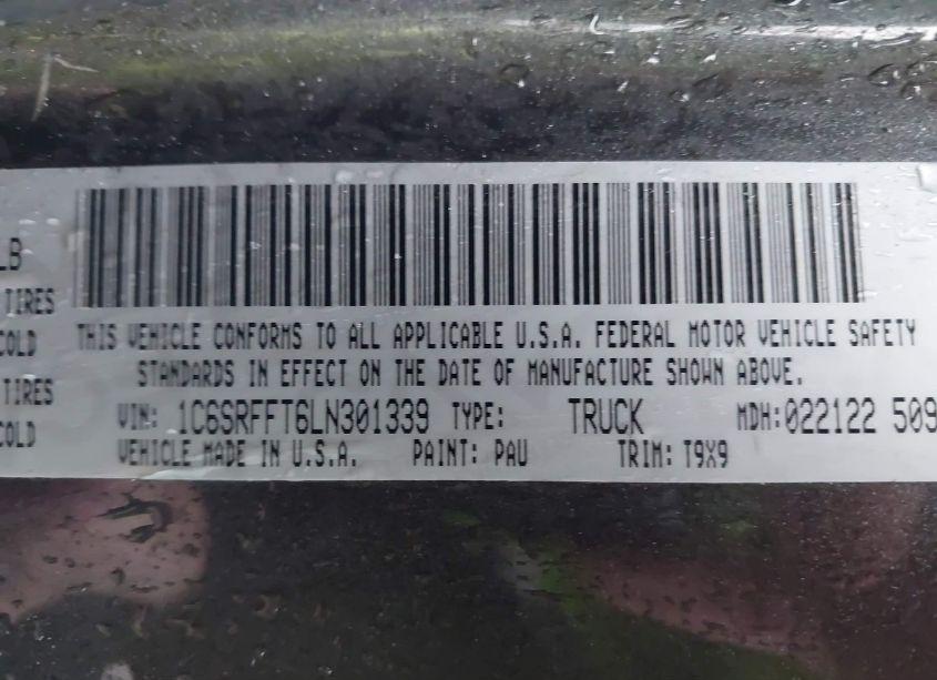 Photo 9 of 2020 Ram 1500 BIG HORN 4X4 5'7 BOX (VIN 1C6SRFFT6LN301339)