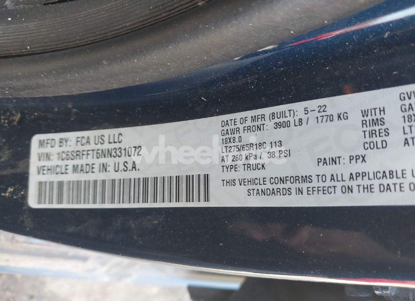 Photo 9 of 2022 Ram 1500 BIG HORN 4X4 5'7 BOX (VIN 1C6SRFFT6NN331072)