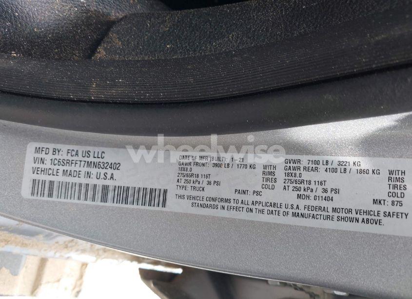 Photo 9 of 2021 Ram 1500 BIG HORN 4X4 5'7 BOX (VIN 1C6SRFFT7MN632402)