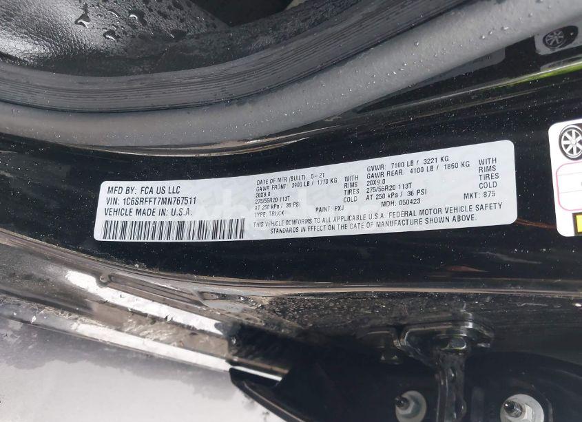 Photo 9 of 2021 Ram 1500 BIG HORN 4X4 5'7 BOX (VIN 1C6SRFFT7MN767511)