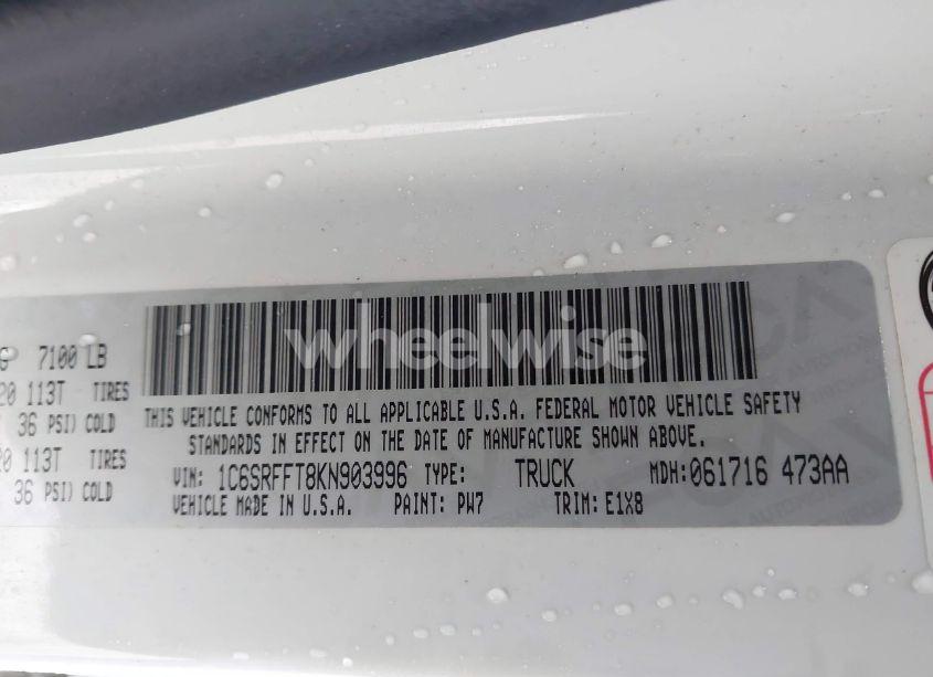 Photo 9 of 2019 Ram 1500 BIG HORN/LONE STAR 4X4 5'7 BOX (VIN 1C6SRFFT8KN903996)