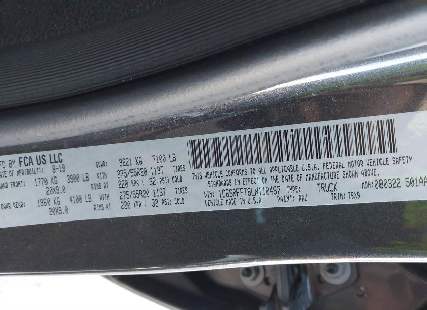 Photo 9 of 2020 Ram 1500 BIG HORN 4X4 5'7 BOX (VIN 1C6SRFFT8LN110487)