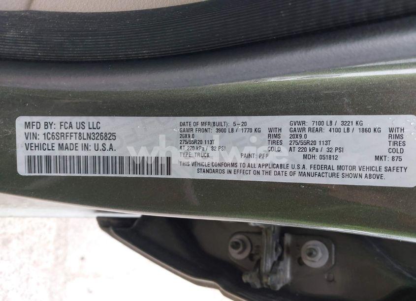 Photo 9 of 2020 Ram 1500 BIG HORN 4X4 5'7 BOX (VIN 1C6SRFFT8LN326825)