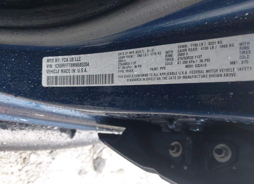 Photo 9 of 2021 Ram 1500 BIG HORN 4X4 5'7 BOX (VIN 1C6SRFFT8MN585204)