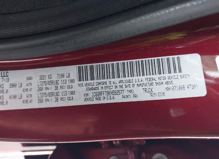 Photo 9 of 2019 Ram 1500 (VIN 1C6SRFFT9KN592577)