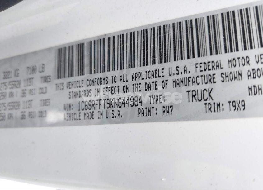 Photo 9 of 2019 Ram 1500 BIG HORN/LONE STAR 4X4 5'7 BOX (VIN 1C6SRFFT9KN644984)