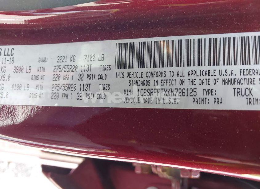 Photo 9 of 2019 Ram 1500 BIG HORN/LONE STAR 4X4 5'7 BOX (VIN 1C6SRFFTXKN726125)