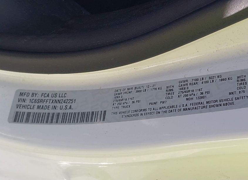 Photo 9 of 2022 Ram 1500 BIG HORN 4X4 5'7 BOX (VIN 1C6SRFFTXNN242251)