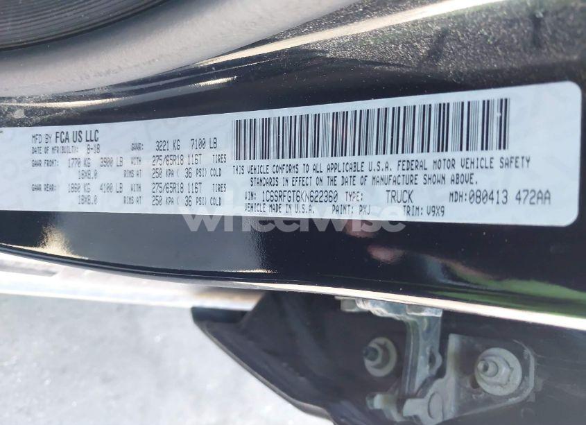 Photo 9 of 2019 Ram 1500 TRADESMAN 4X4 5'7 BOX (VIN 1C6SRFGT6KN622360)