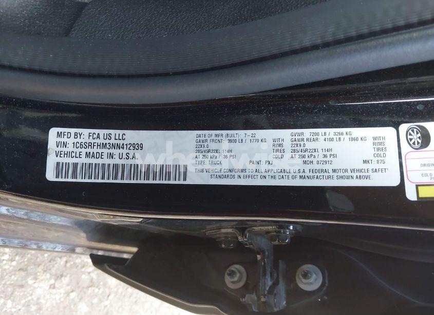 Photo 9 of 2022 Ram 1500 LIMITED 4X4 5'7 BOX (VIN 1C6SRFHM3NN412939)