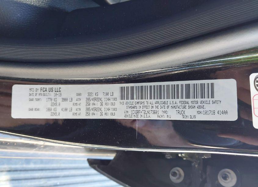 Photo 9 of 2020 Ram 1500 LIMITED 4X4 5'7 BOX (VIN 1C6SRFHT2LN173601)