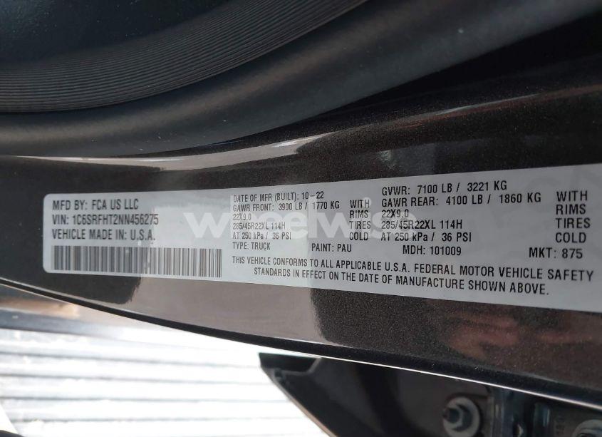 Photo 9 of 2022 Ram 1500 LIMITED (VIN 1C6SRFHT2NN456275)